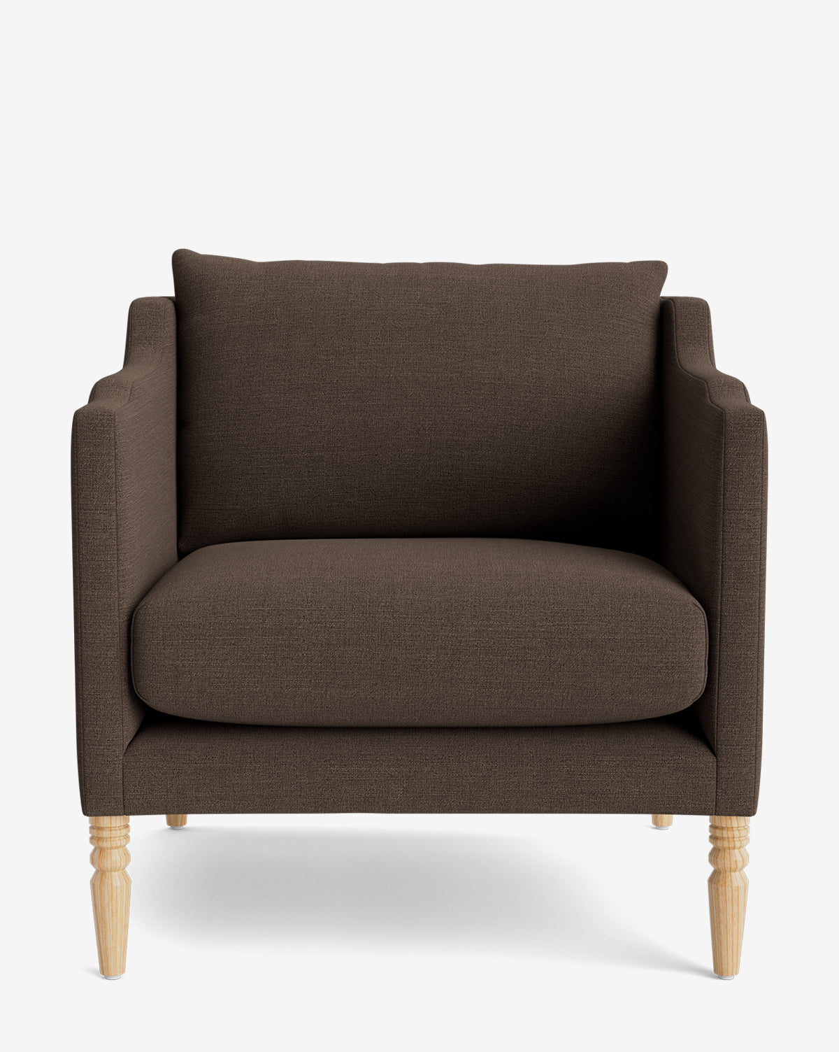 Fauteuil de salon capitonné traditionnel avec pieds tournés et accoudoirs originaux pour le salon