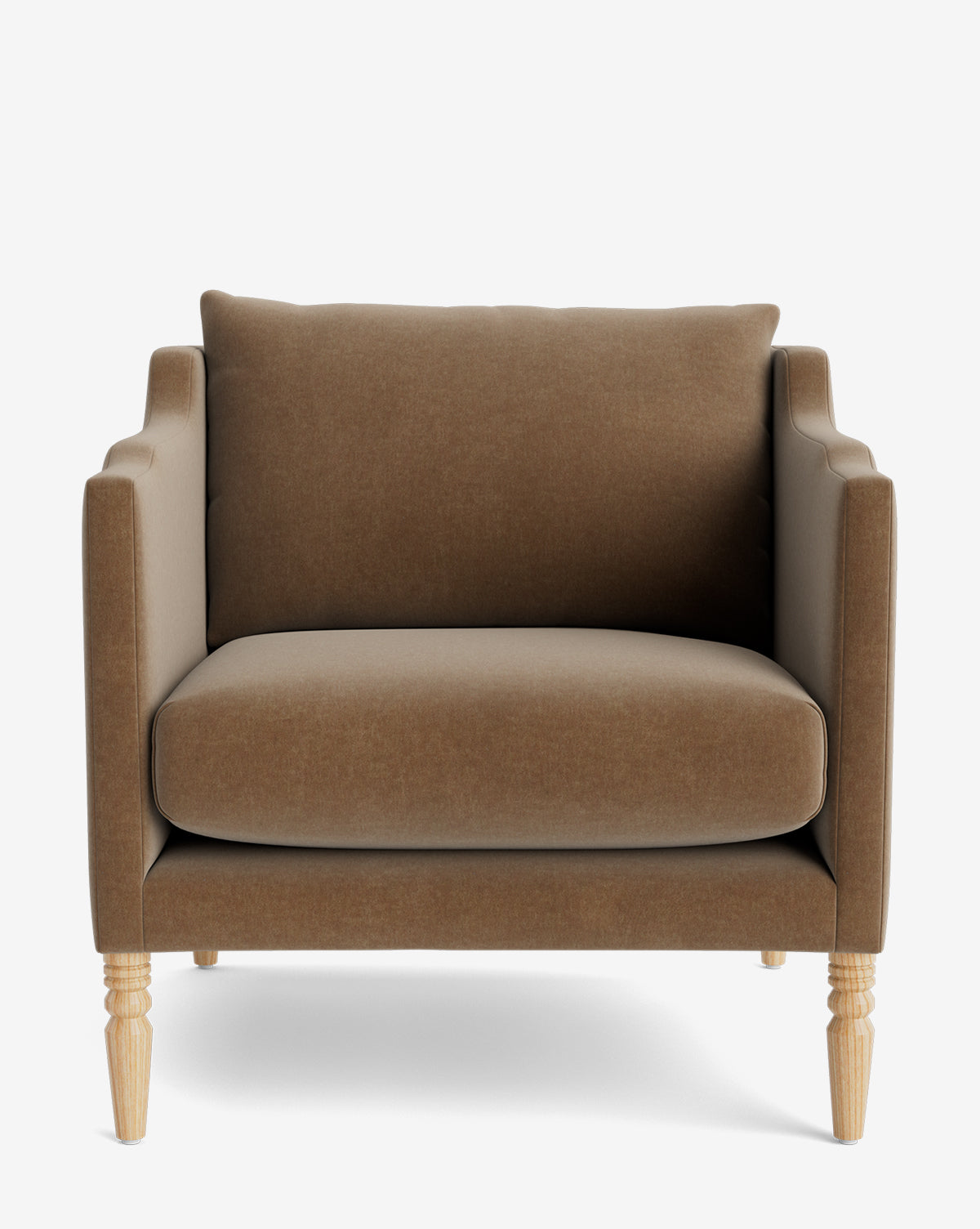 Fauteuil de salon capitonné traditionnel avec pieds tournés et accoudoirs originaux pour le salon