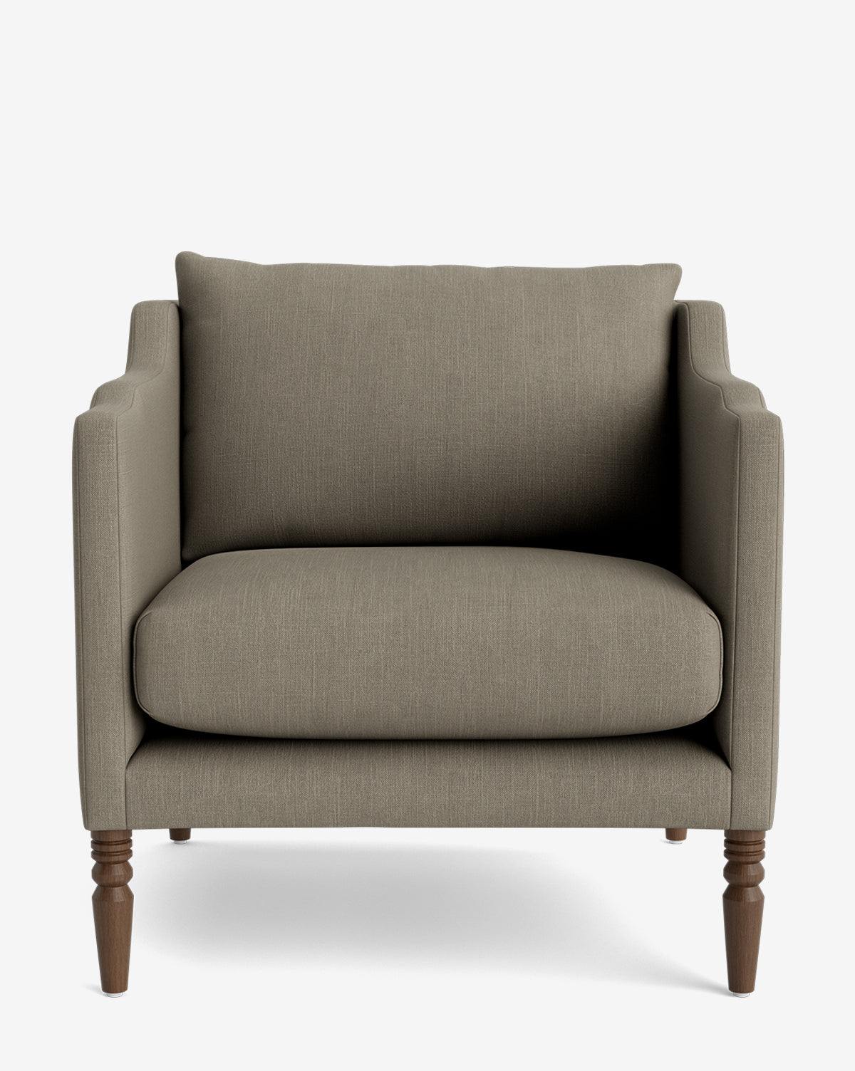 Fauteuil de salon capitonné traditionnel avec pieds tournés et accoudoirs originaux pour le salon