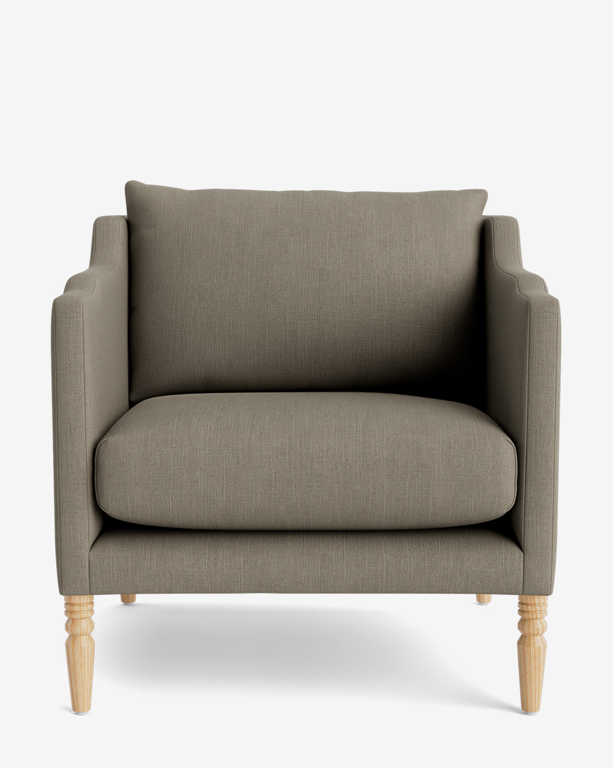 Fauteuil de salon capitonné traditionnel avec pieds tournés et accoudoirs originaux pour le salon