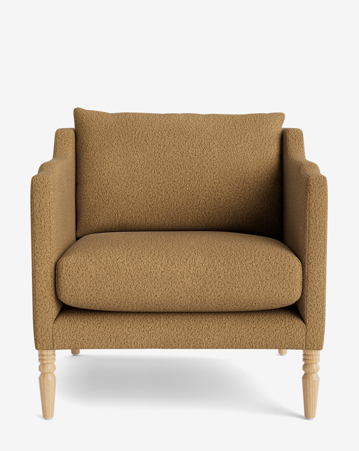 Fauteuil de salon capitonné traditionnel avec pieds tournés et accoudoirs originaux pour le salon
