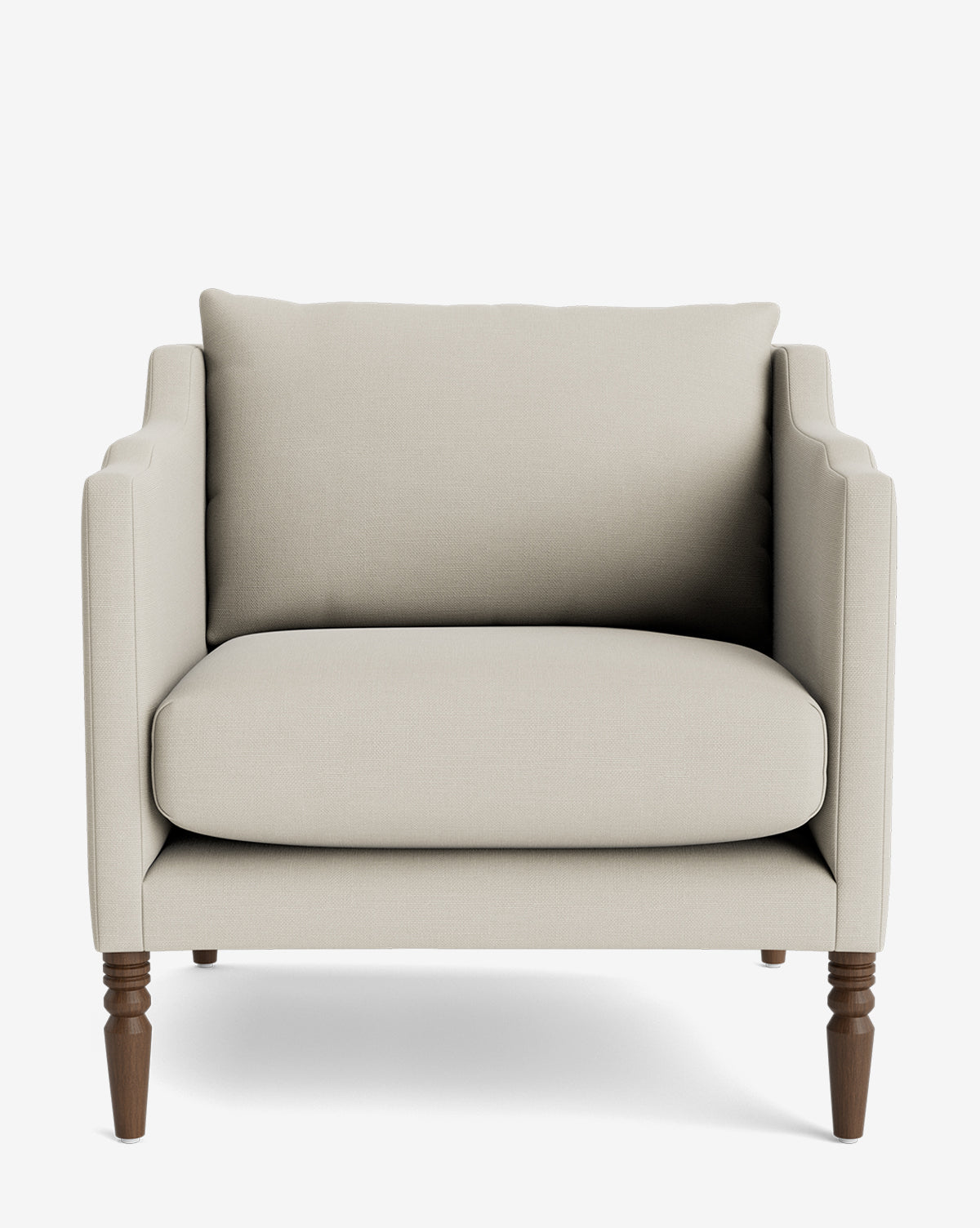 Fauteuil de salon capitonné traditionnel avec pieds tournés et accoudoirs originaux pour le salon