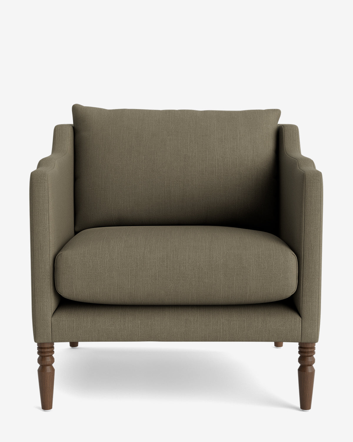 Fauteuil de salon capitonné traditionnel avec pieds tournés et accoudoirs originaux pour le salon