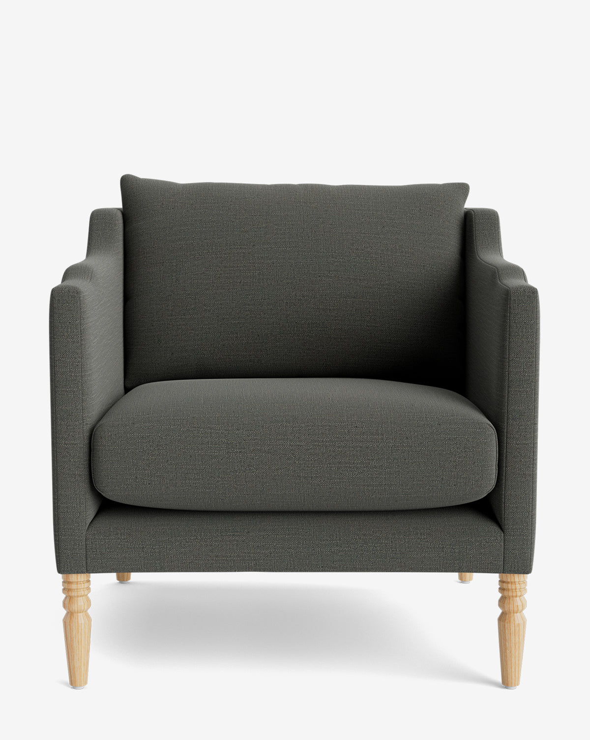 Fauteuil de salon capitonné traditionnel avec pieds tournés et accoudoirs originaux pour le salon