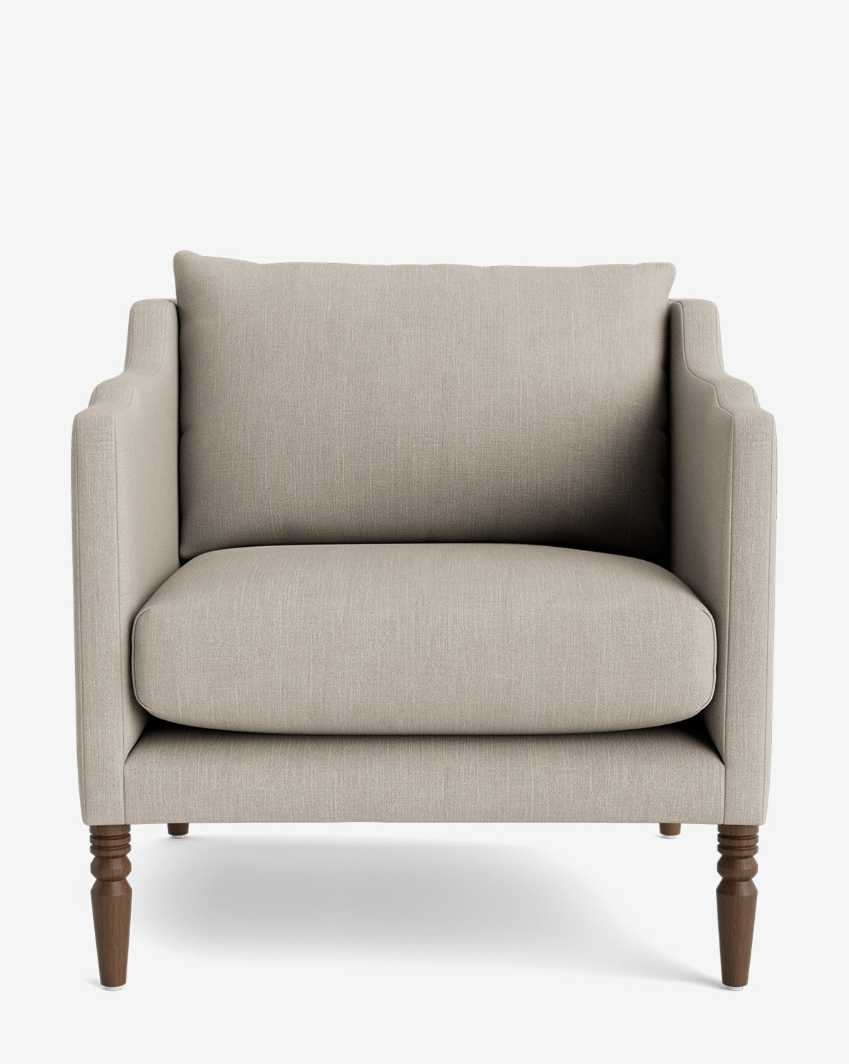 Fauteuil de salon capitonné traditionnel avec pieds tournés et accoudoirs originaux pour le salon