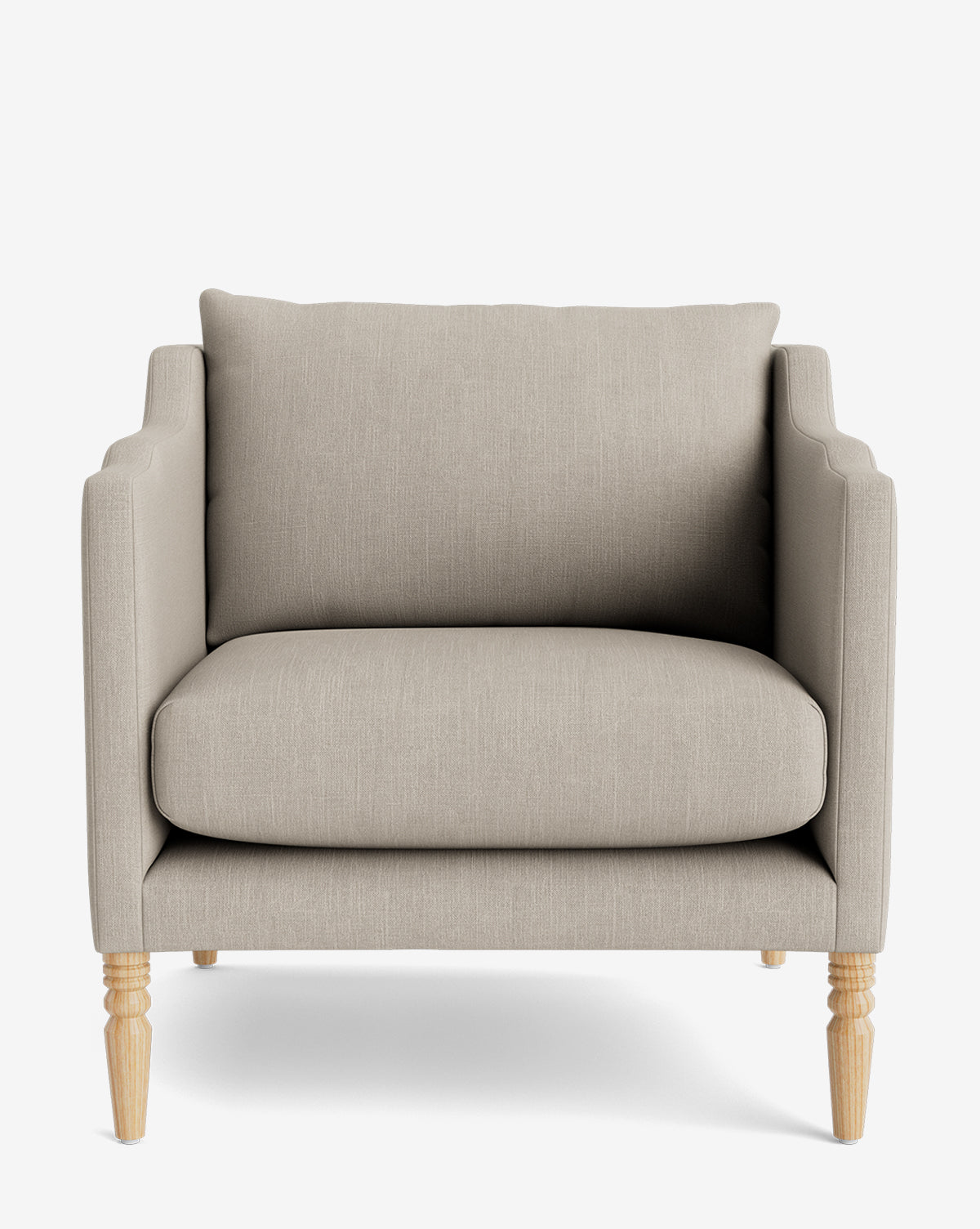 Fauteuil de salon capitonné traditionnel avec pieds tournés et accoudoirs originaux pour le salon