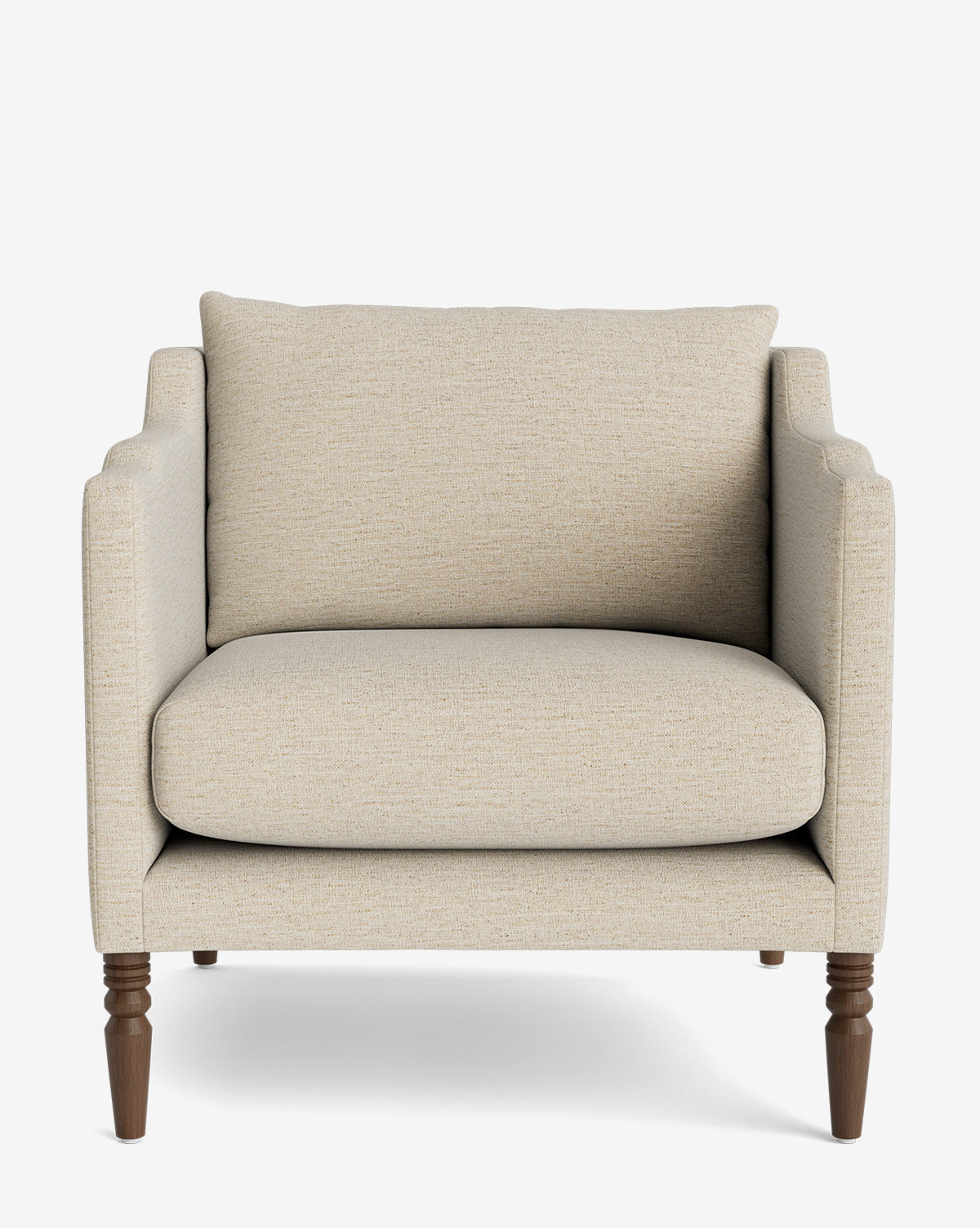 Fauteuil de salon capitonné traditionnel avec pieds tournés et accoudoirs originaux pour le salon