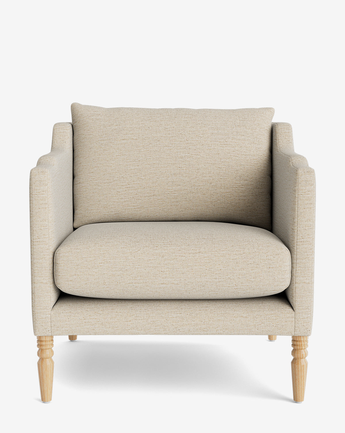 Fauteuil de salon capitonné traditionnel avec pieds tournés et accoudoirs originaux pour le salon