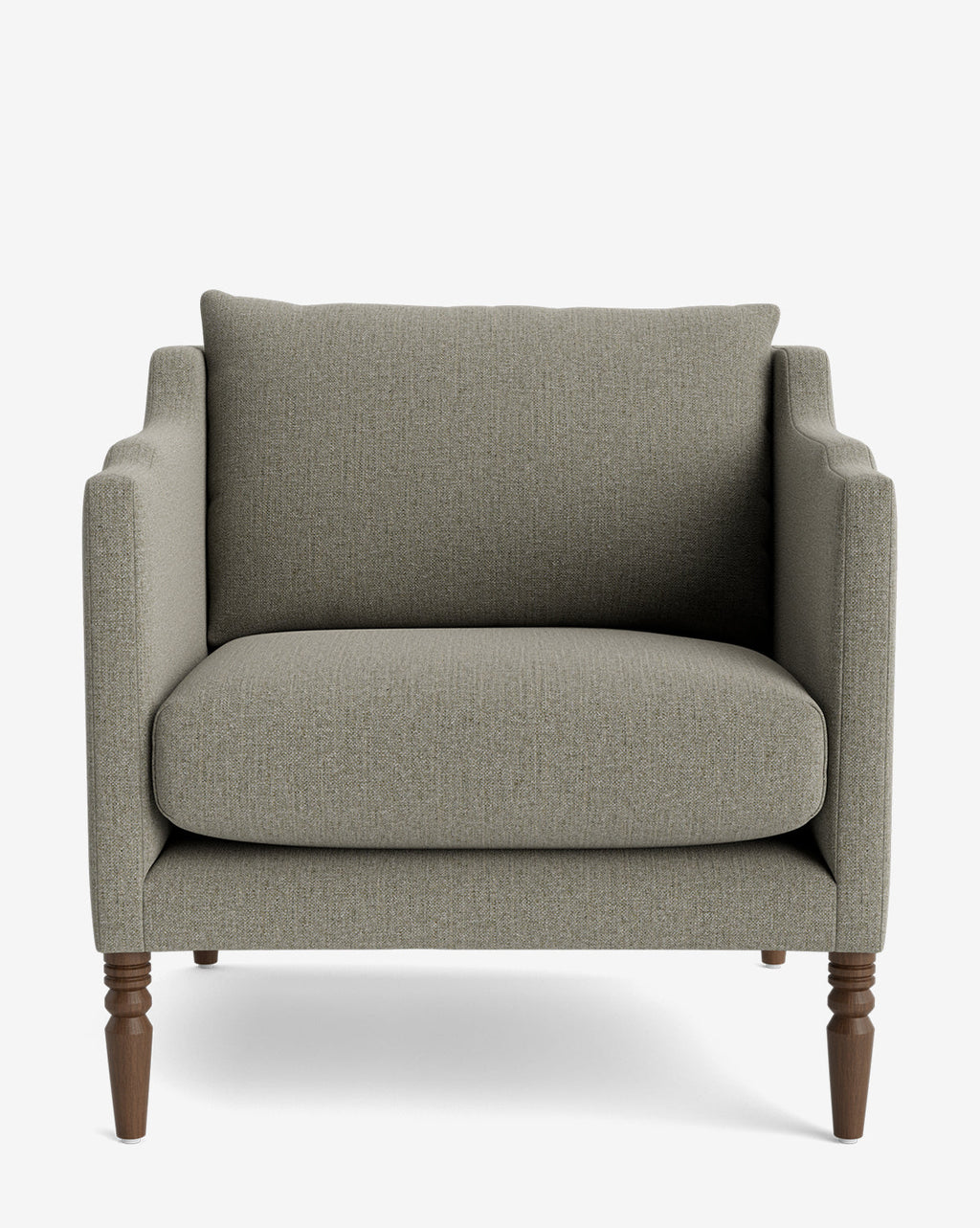 Fauteuil de salon capitonné traditionnel avec pieds tournés et accoudoirs originaux pour le salon