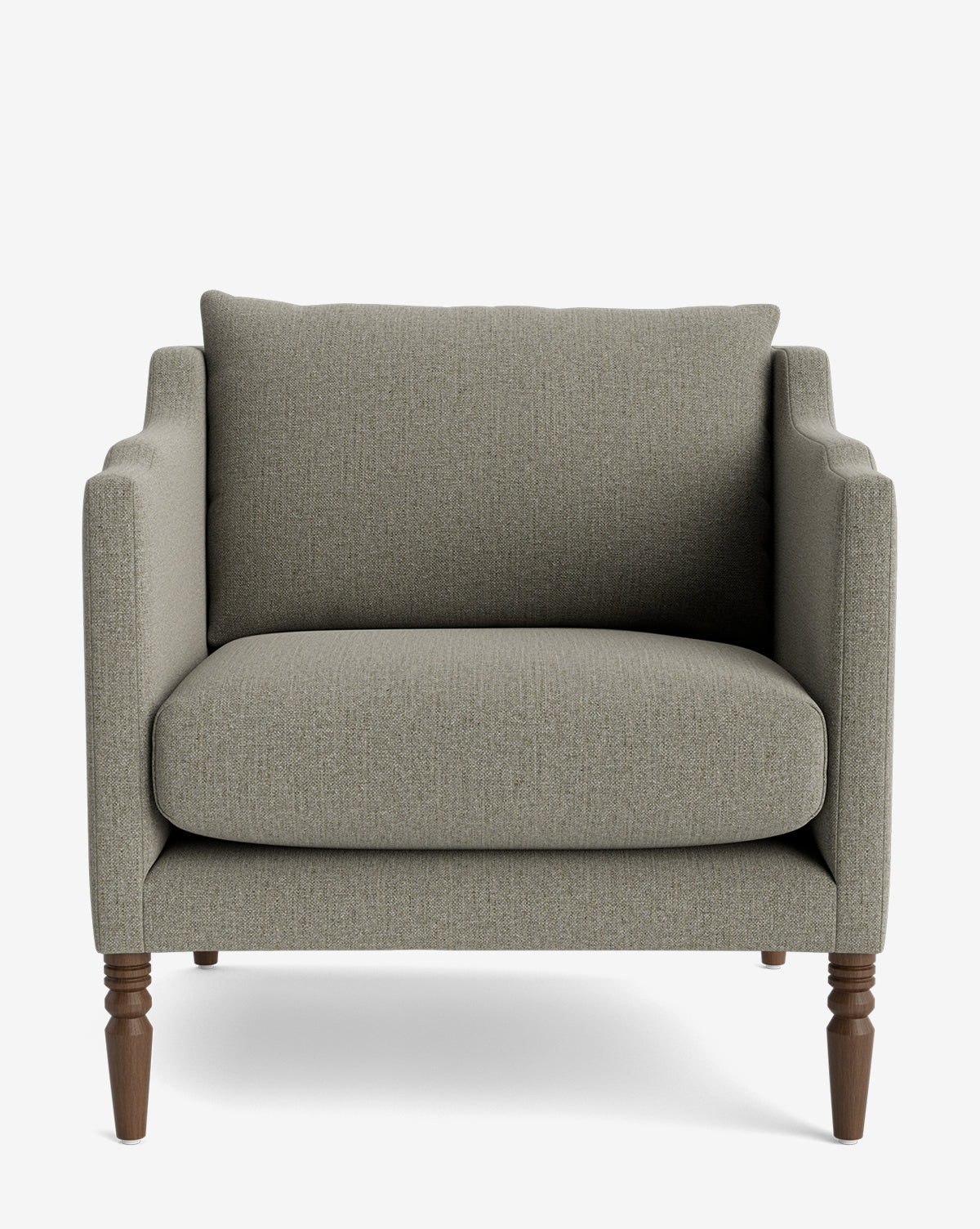 Fauteuil de salon capitonné traditionnel avec pieds tournés et accoudoirs originaux pour le salon
