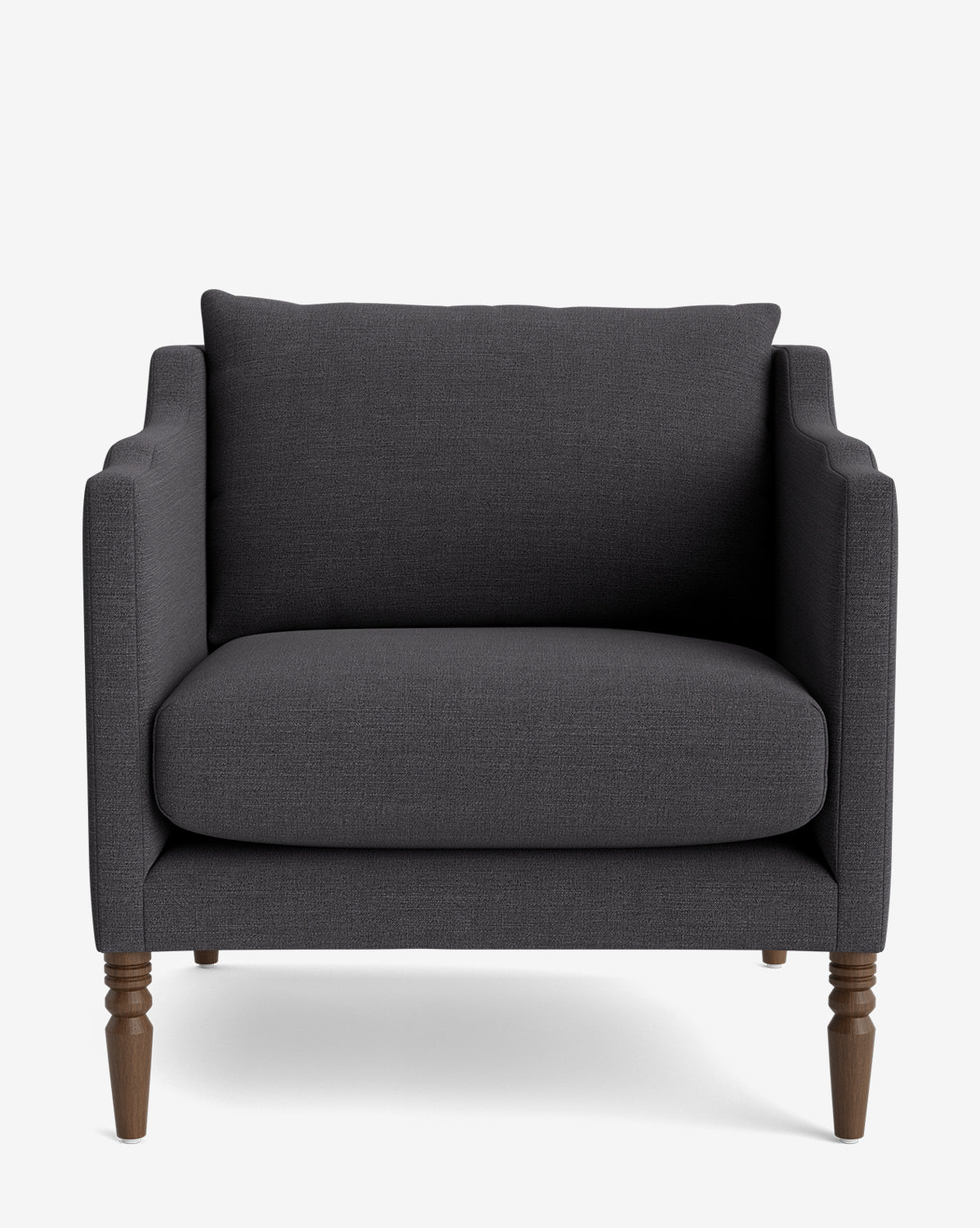 Fauteuil de salon capitonné traditionnel avec pieds tournés et accoudoirs originaux pour le salon