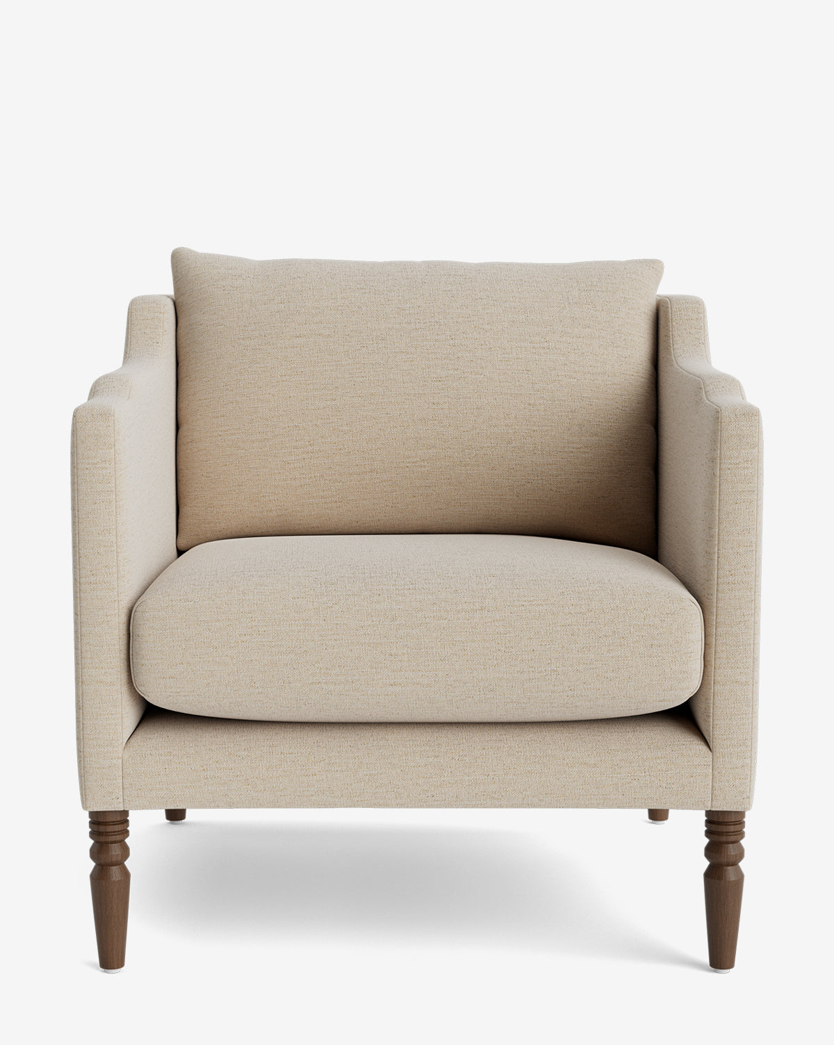 Fauteuil de salon capitonné traditionnel avec pieds tournés et accoudoirs originaux pour le salon