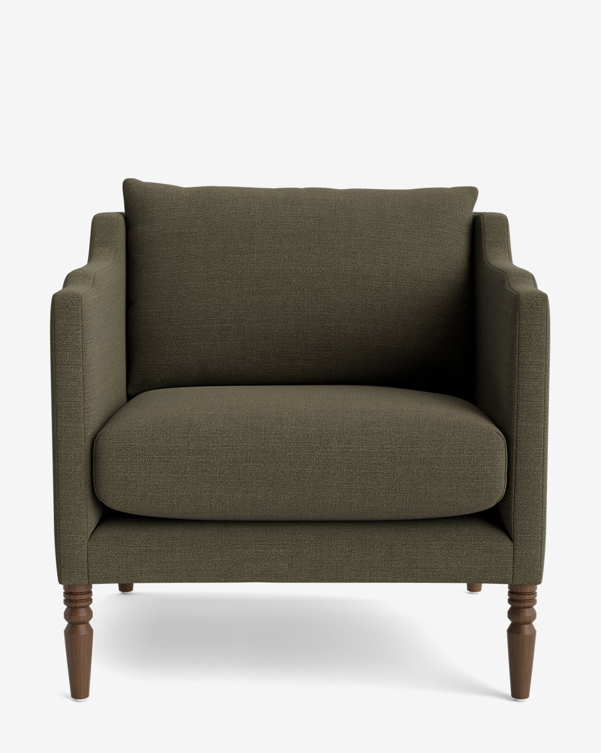 Fauteuil de salon capitonné traditionnel avec pieds tournés et accoudoirs originaux pour le salon