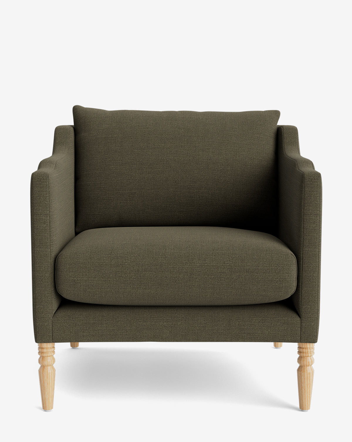 Fauteuil de salon capitonné traditionnel avec pieds tournés et accoudoirs originaux pour le salon