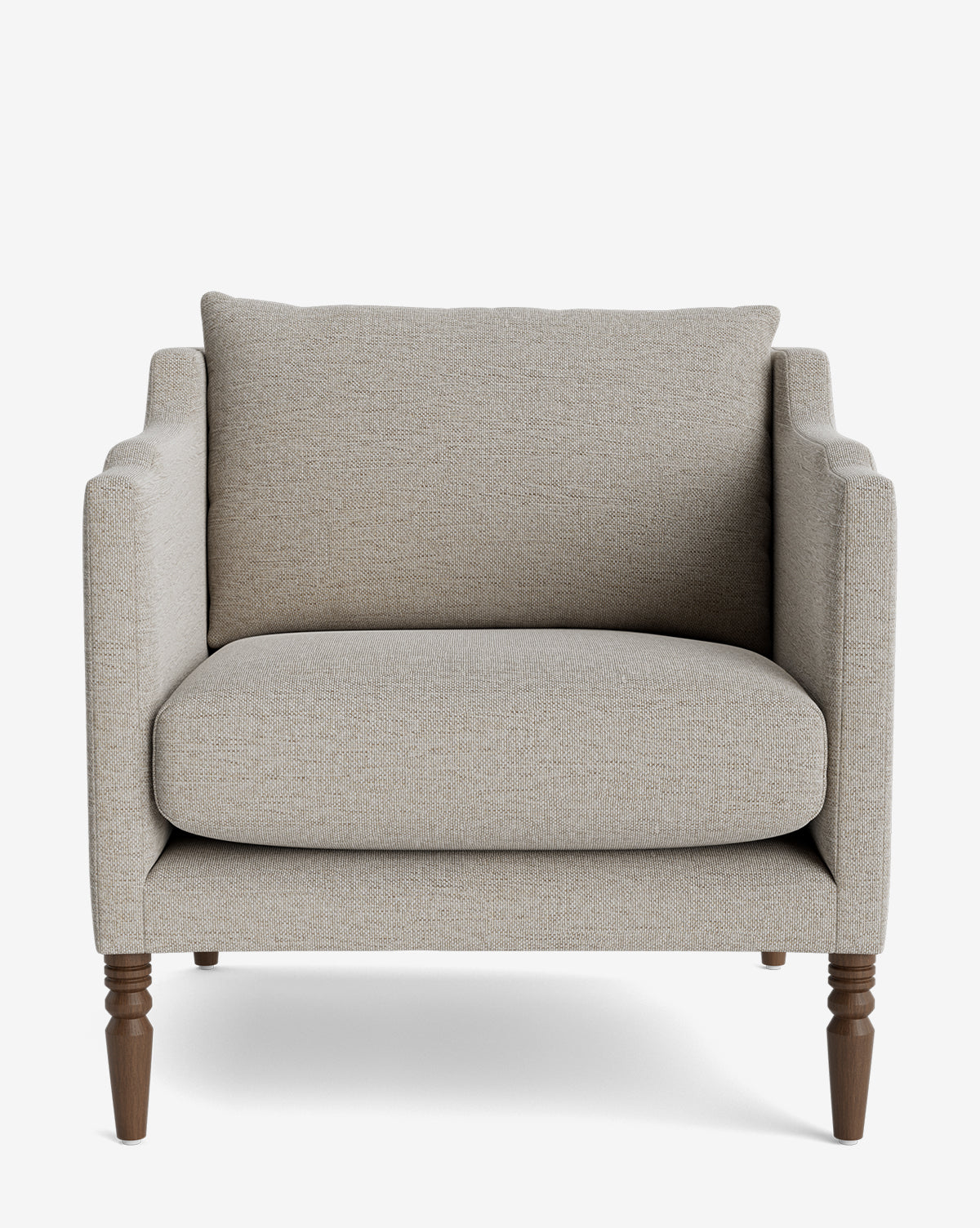 Fauteuil de salon capitonné traditionnel avec pieds tournés et accoudoirs originaux pour le salon
