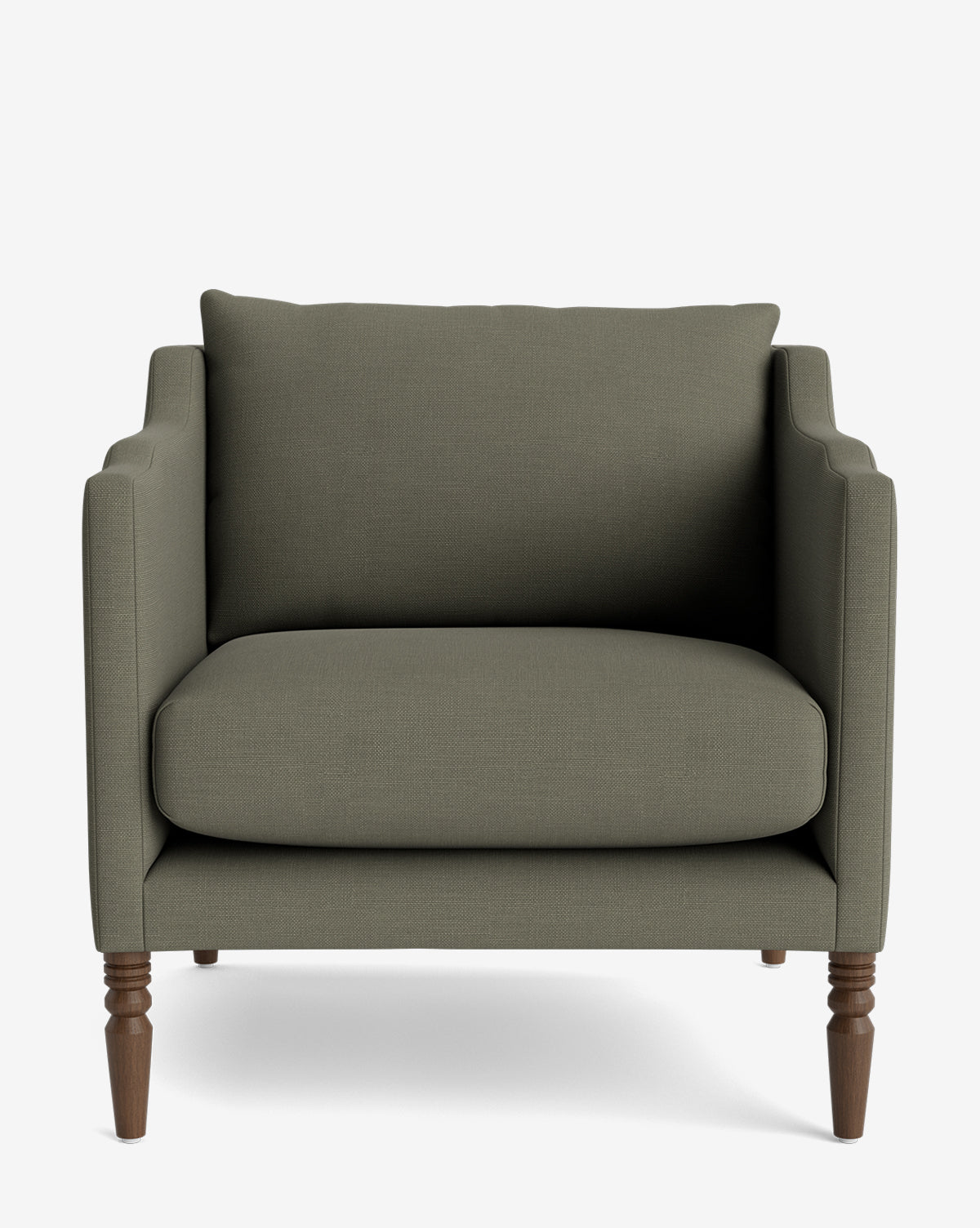 Fauteuil de salon capitonné traditionnel avec pieds tournés et accoudoirs originaux pour le salon