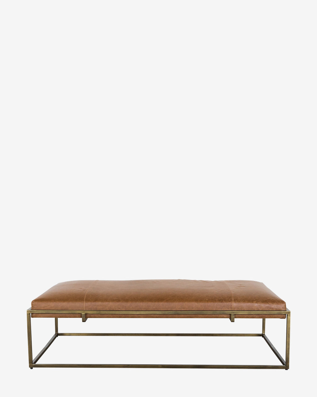 Table basse de salon de luxe en cuir aniline et fer laiton au design intemporel