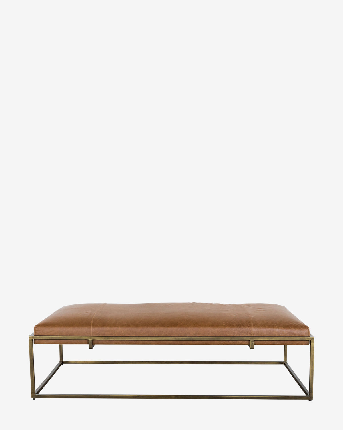 Table basse de salon de luxe en cuir aniline et fer laiton au design intemporel