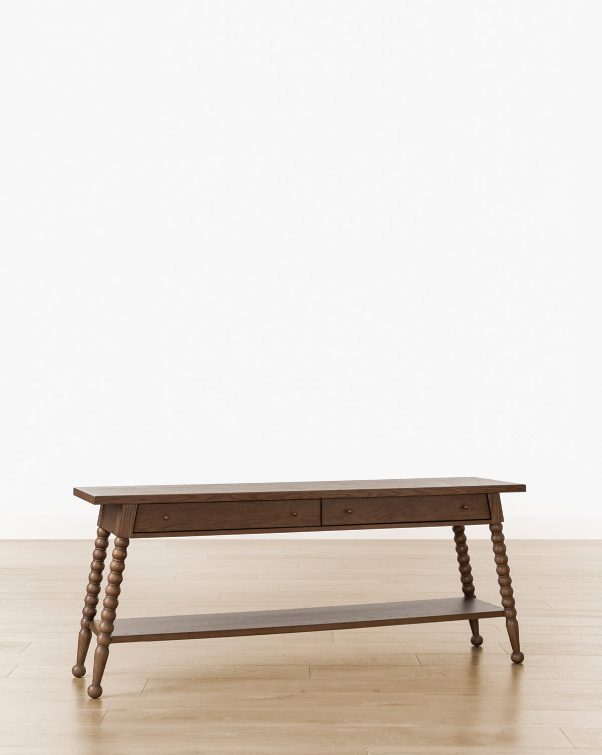 Console de salon traditionnelle en noyer et chêne avec design classique