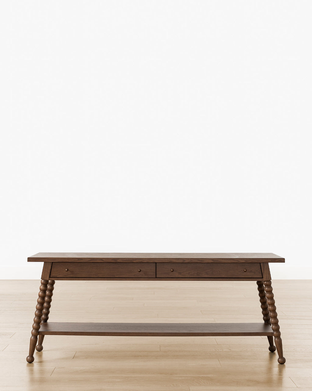 Console de salon traditionnelle en noyer et chêne avec design classique