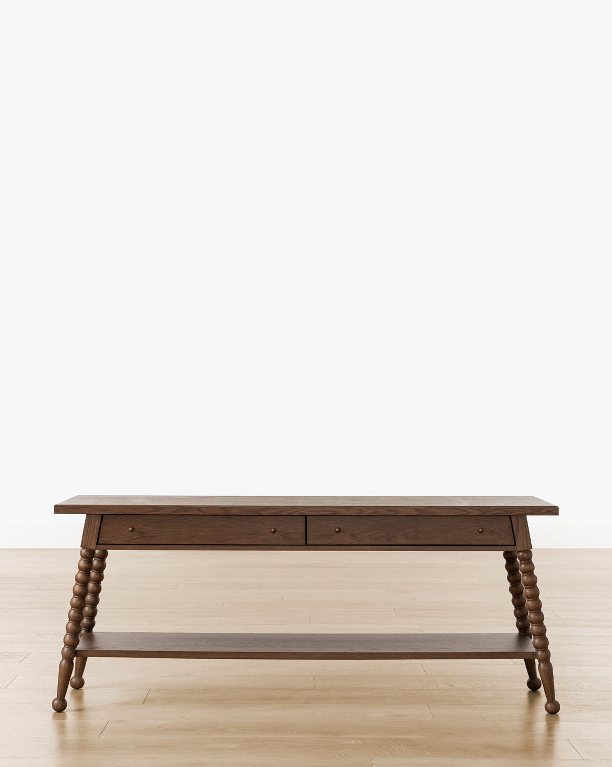 Console de salon traditionnelle en noyer et chêne avec design classique