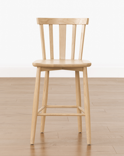 Tabouret de bar classique en bois massif avec dossier incurvé et repose-pieds pour salle à manger