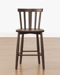 Tabouret de bar classique en bois massif avec dossier incurvé et repose-pieds pour salle à manger