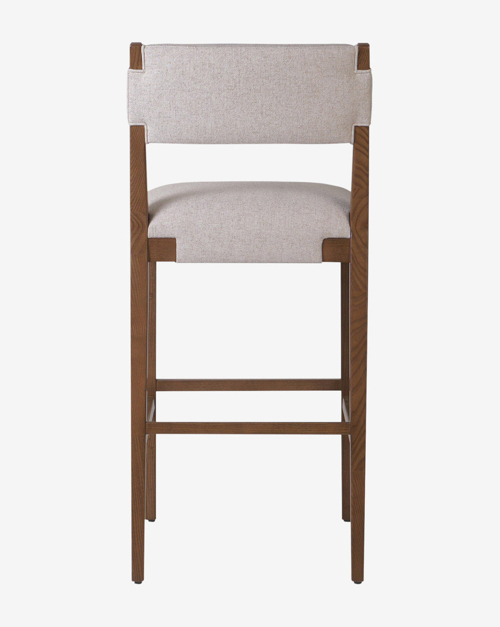 Tabouret de comptoir transitionnel en frêne massif avec tissu neutre haute performance pour salle à manger