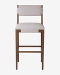 Tabouret de comptoir transitionnel en frêne massif avec tissu neutre haute performance pour salle à manger