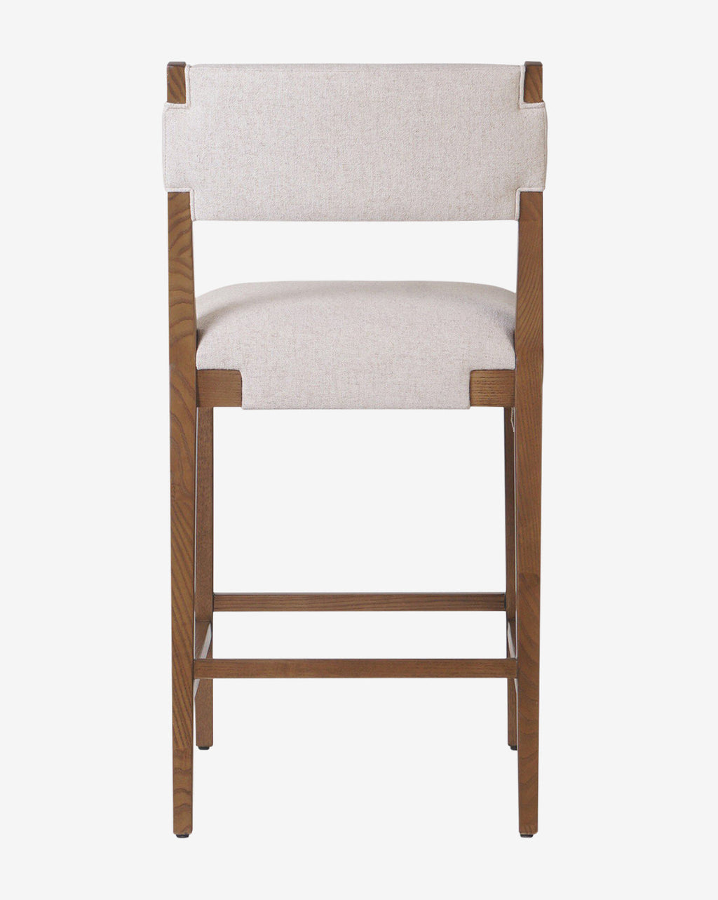 Tabouret de comptoir transitionnel en frêne massif avec tissu neutre haute performance pour salle à manger