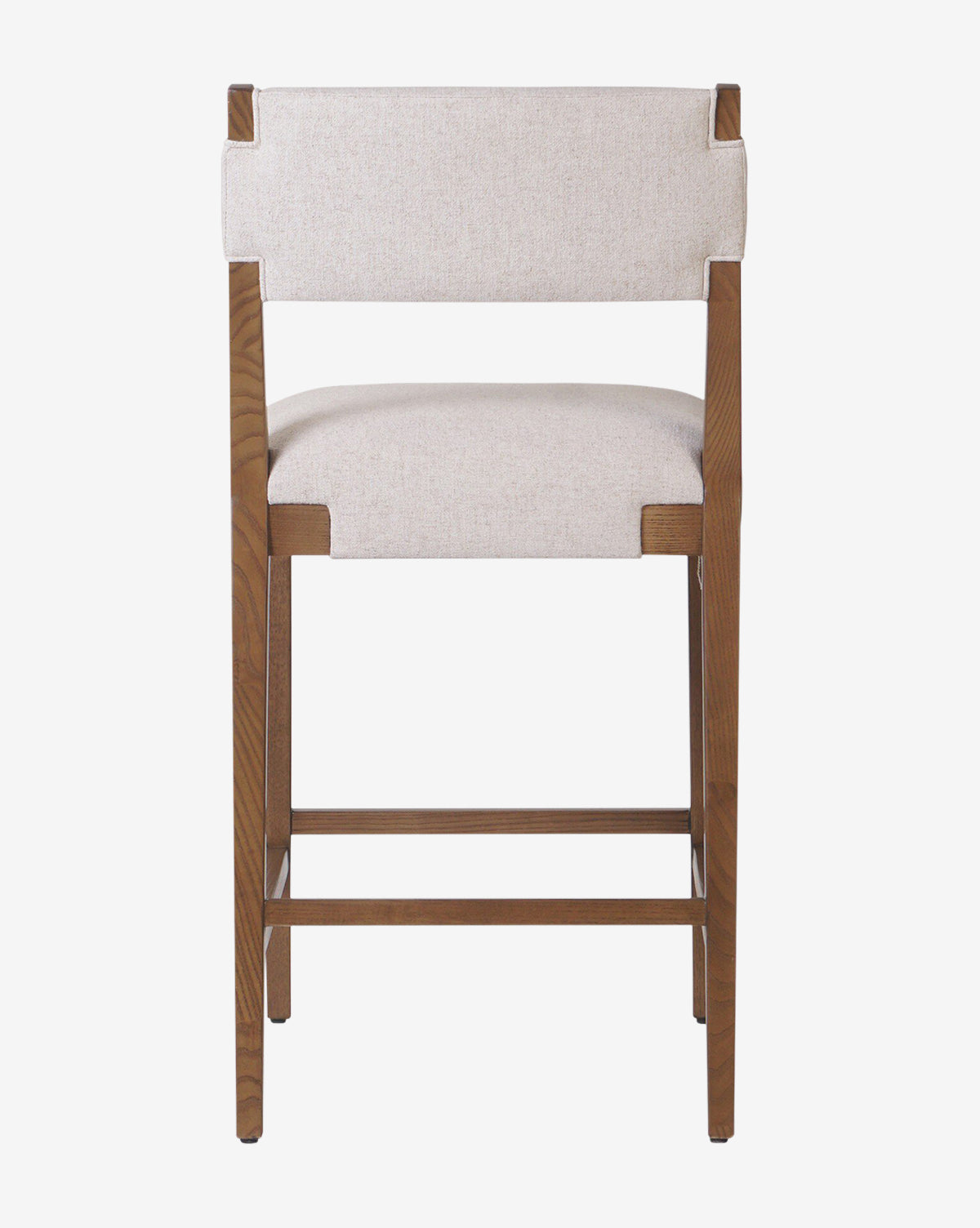 Tabouret de comptoir transitionnel en frêne massif avec tissu neutre haute performance pour salle à manger