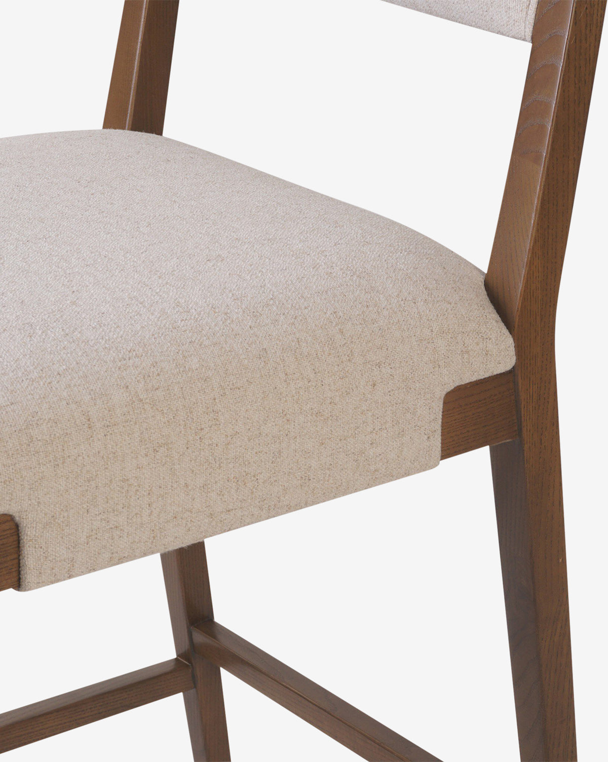 Tabouret de comptoir transitionnel en frêne massif avec tissu neutre haute performance pour salle à manger