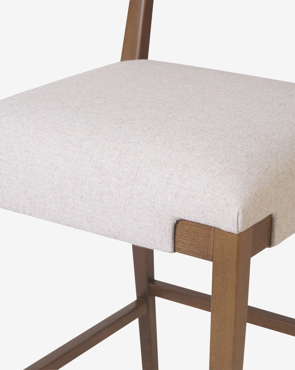 Tabouret de comptoir transitionnel en frêne massif avec tissu neutre haute performance pour salle à manger