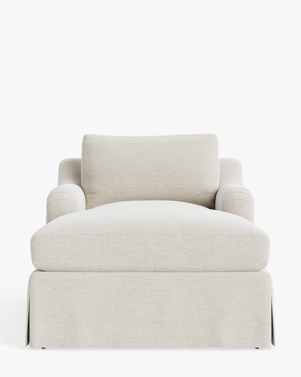 Chaise longue tapissée traditionnelle avec accoudoir arrondi de style anglais et roulettes en laiton pour salon