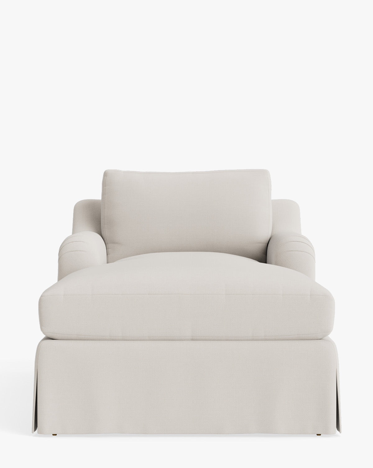 Chaise longue tapissée traditionnelle avec accoudoir arrondi de style anglais et roulettes en laiton pour salon