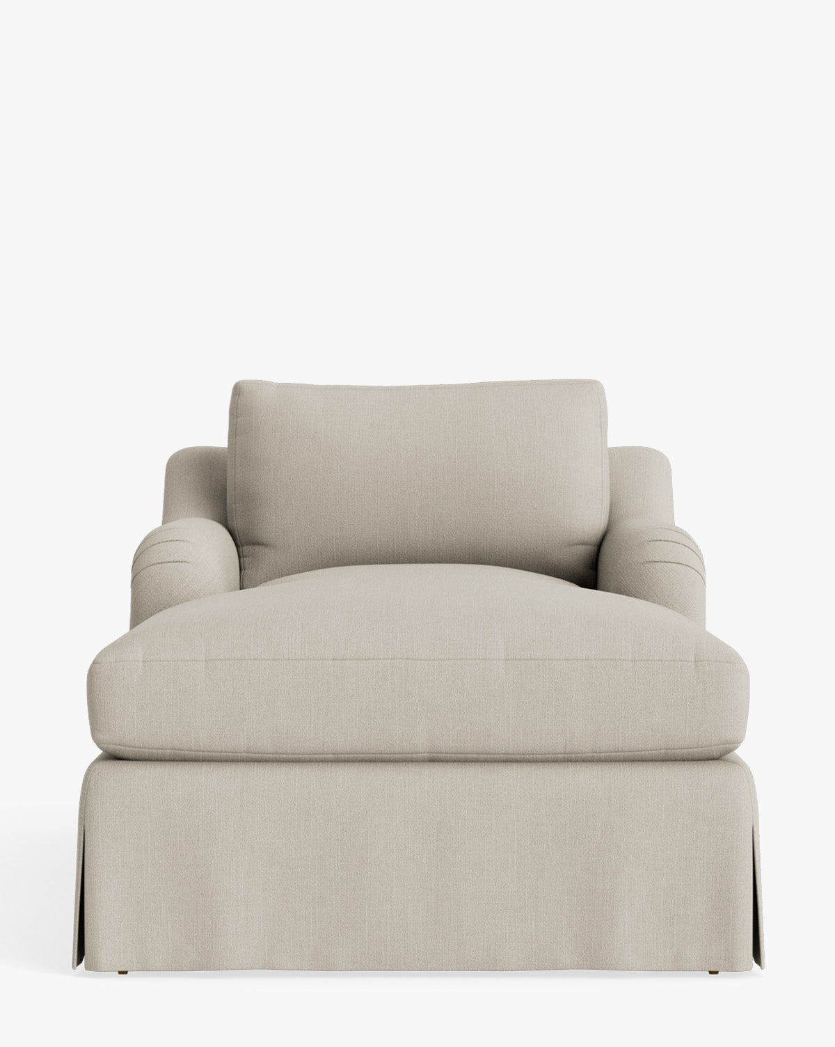 Chaise longue tapissée traditionnelle avec accoudoir arrondi de style anglais et roulettes en laiton pour salon