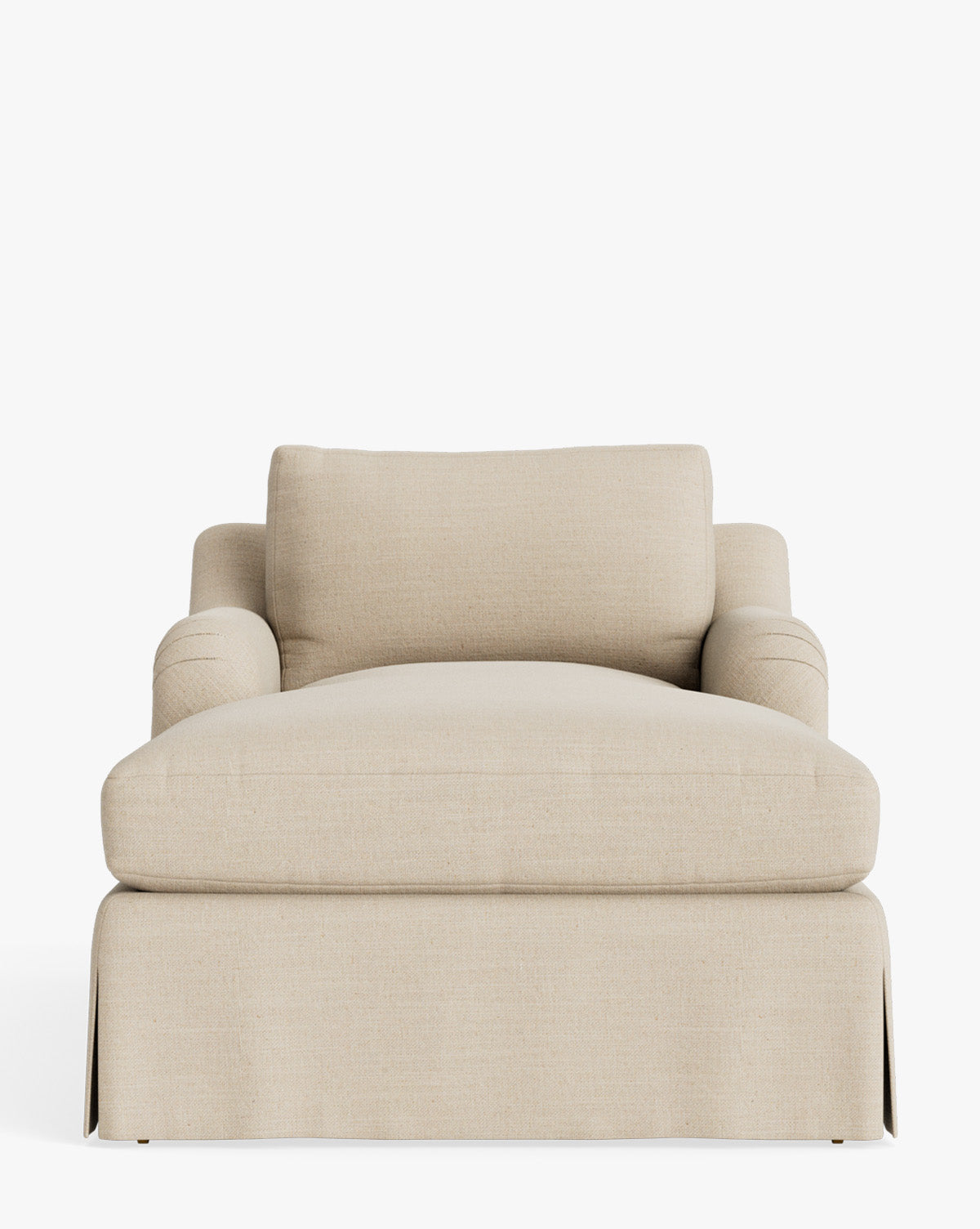 Chaise longue tapissée traditionnelle avec accoudoir arrondi de style anglais et roulettes en laiton pour salon