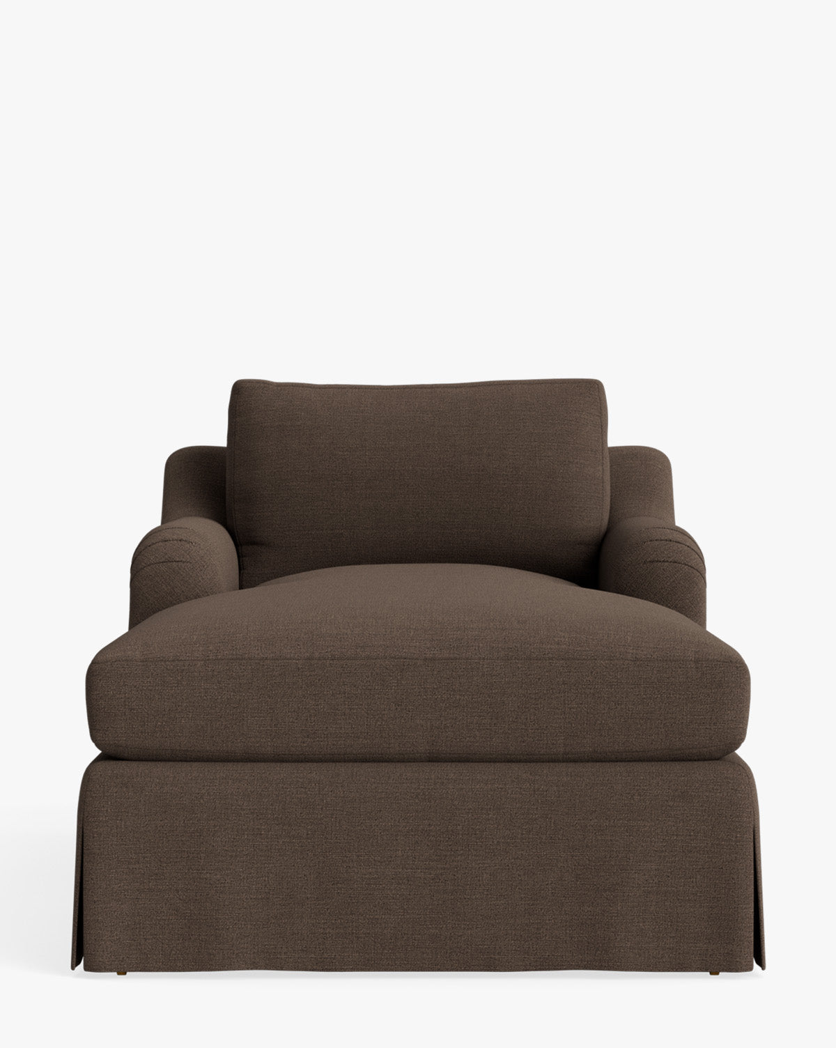 Chaise longue tapissée traditionnelle avec accoudoir arrondi de style anglais et roulettes en laiton pour salon