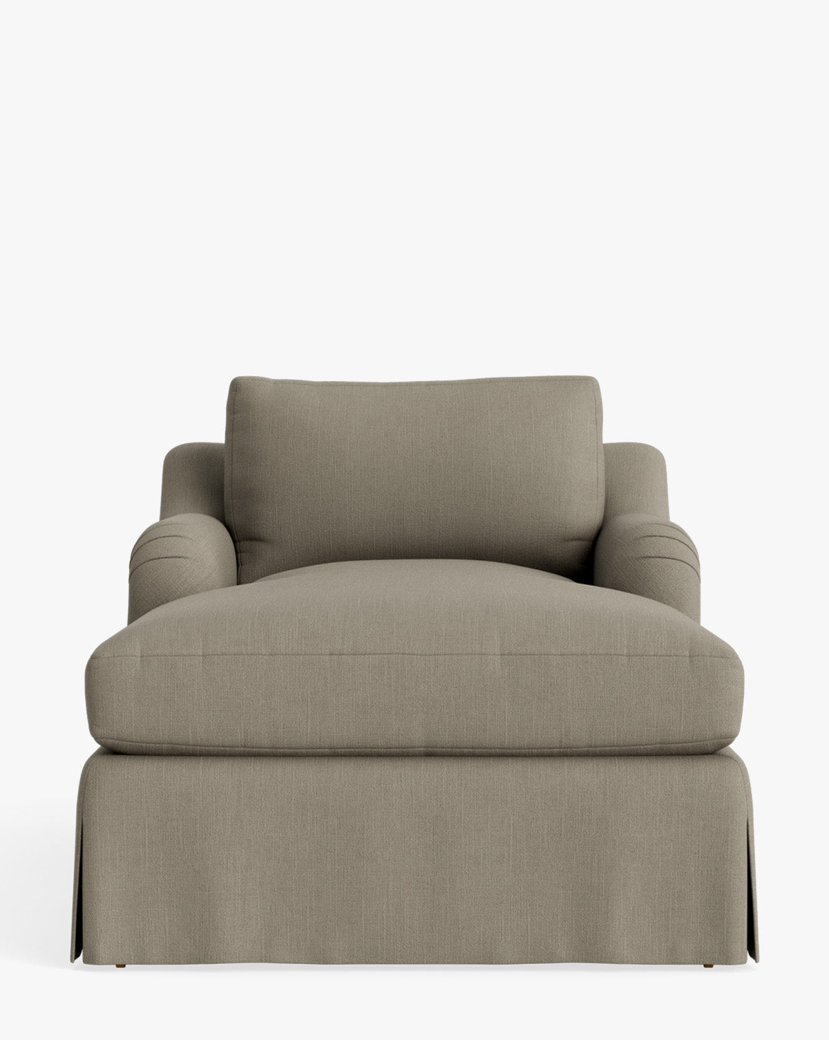 Chaise longue tapissée traditionnelle avec accoudoir arrondi de style anglais et roulettes en laiton pour salon