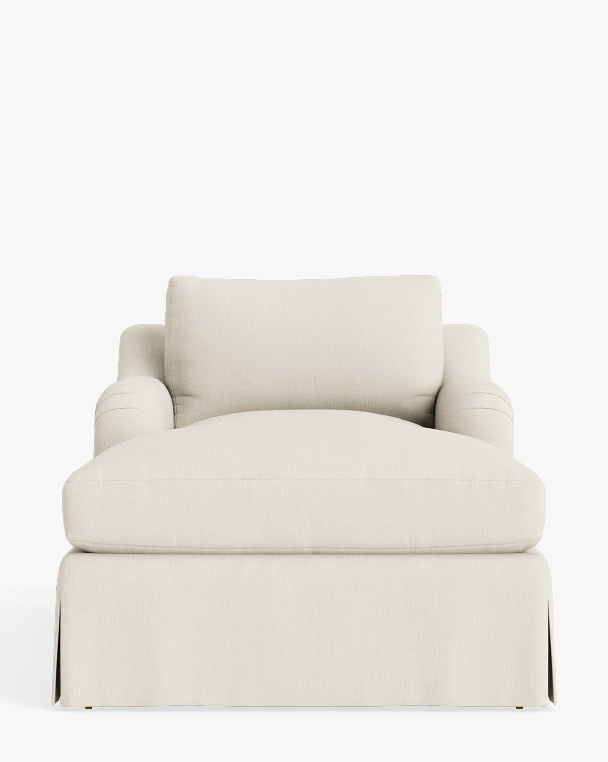 Chaise longue tapissée traditionnelle avec accoudoir arrondi de style anglais et roulettes en laiton pour salon