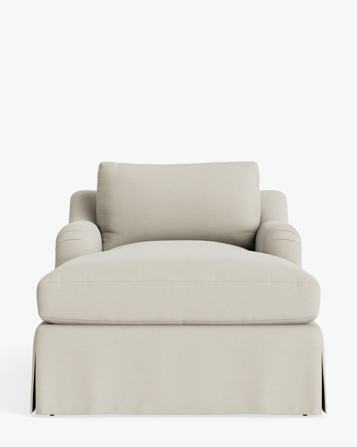 Chaise longue tapissée traditionnelle avec accoudoir arrondi de style anglais et roulettes en laiton pour salon