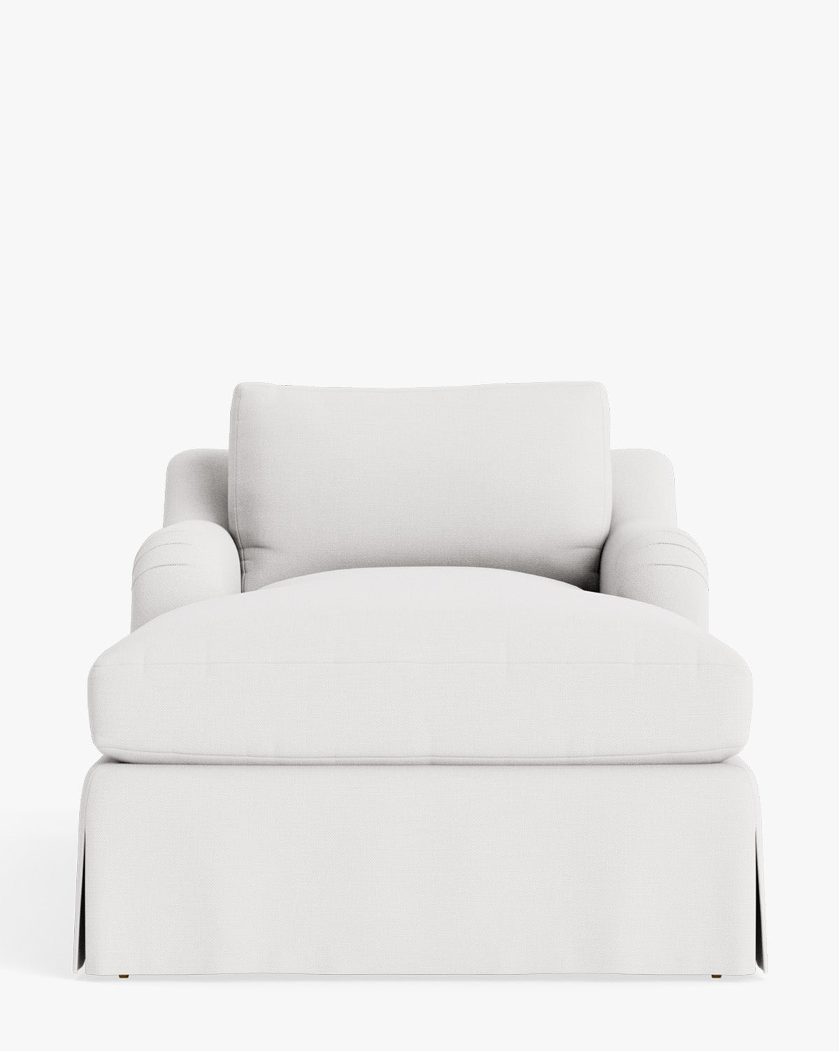 Chaise longue tapissée traditionnelle avec accoudoir arrondi de style anglais et roulettes en laiton pour salon