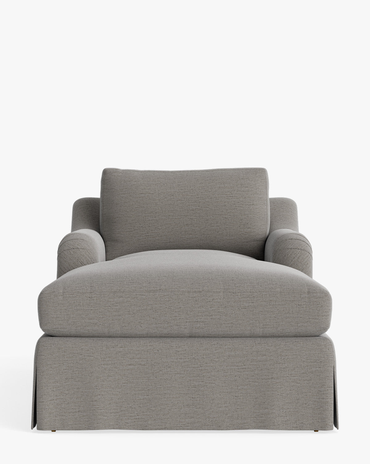 Chaise longue tapissée traditionnelle avec accoudoir arrondi de style anglais et roulettes en laiton pour salon