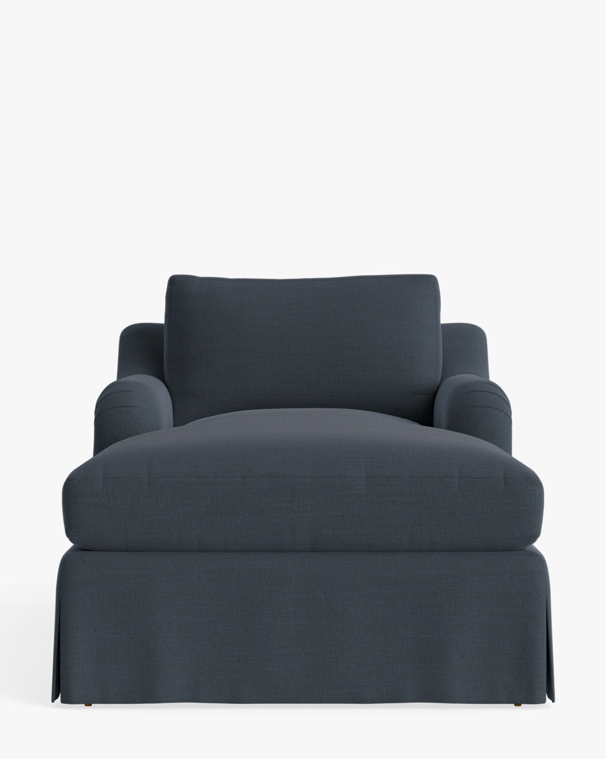 Chaise longue tapissée traditionnelle avec accoudoir arrondi de style anglais et roulettes en laiton pour salon