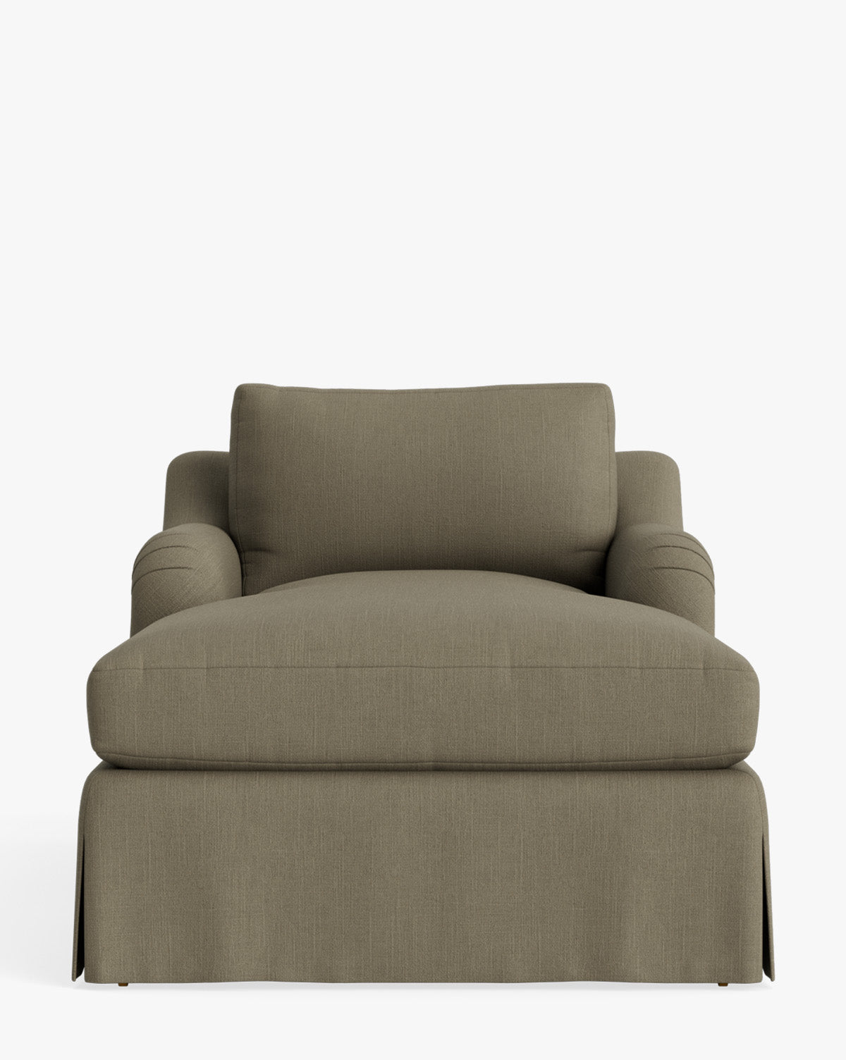 Chaise longue tapissée traditionnelle avec accoudoir arrondi de style anglais et roulettes en laiton pour salon