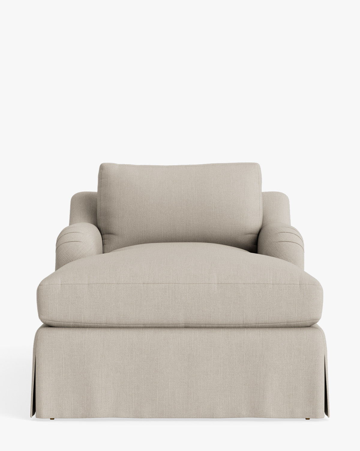 Chaise longue tapissée traditionnelle avec accoudoir arrondi de style anglais et roulettes en laiton pour salon