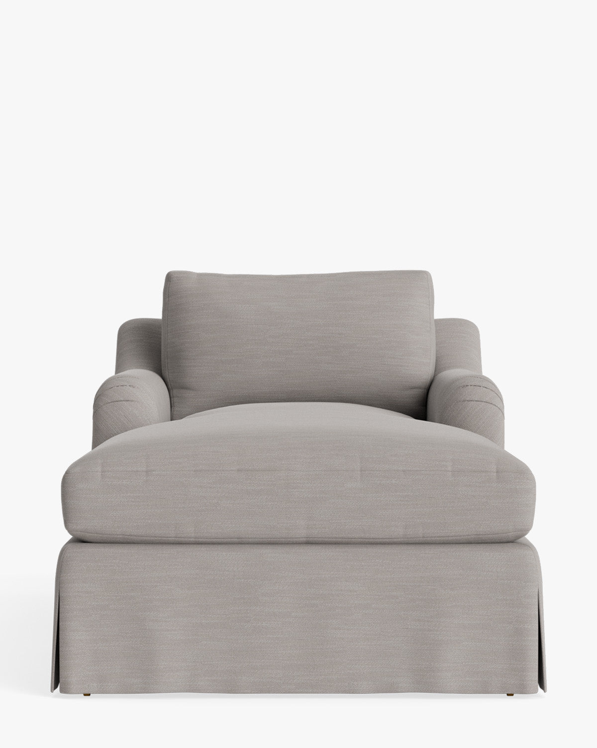 Chaise longue tapissée traditionnelle avec accoudoir arrondi de style anglais et roulettes en laiton pour salon