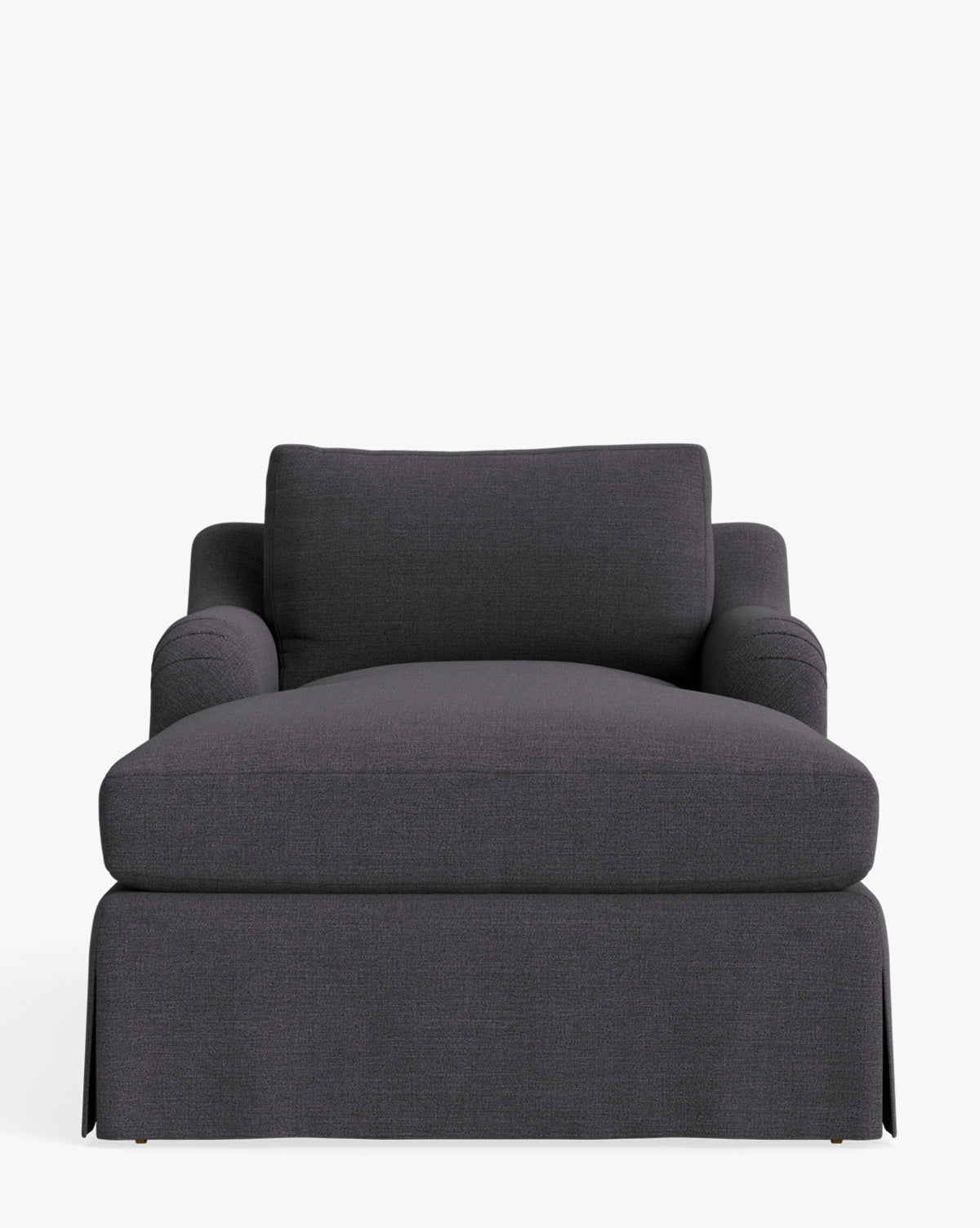 Chaise longue tapissée traditionnelle avec accoudoir arrondi de style anglais et roulettes en laiton pour salon