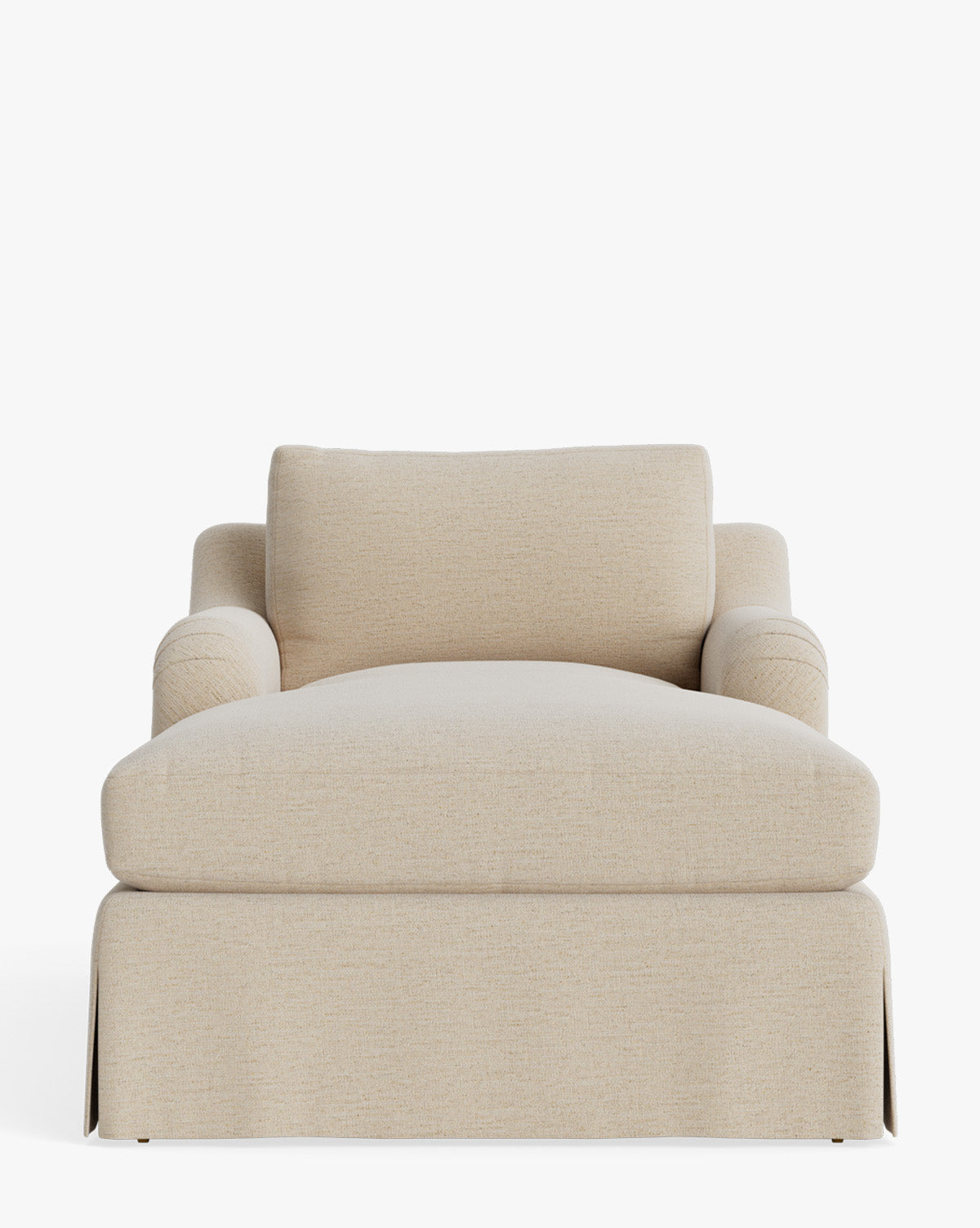 Chaise longue tapissée traditionnelle avec accoudoir arrondi de style anglais et roulettes en laiton pour salon