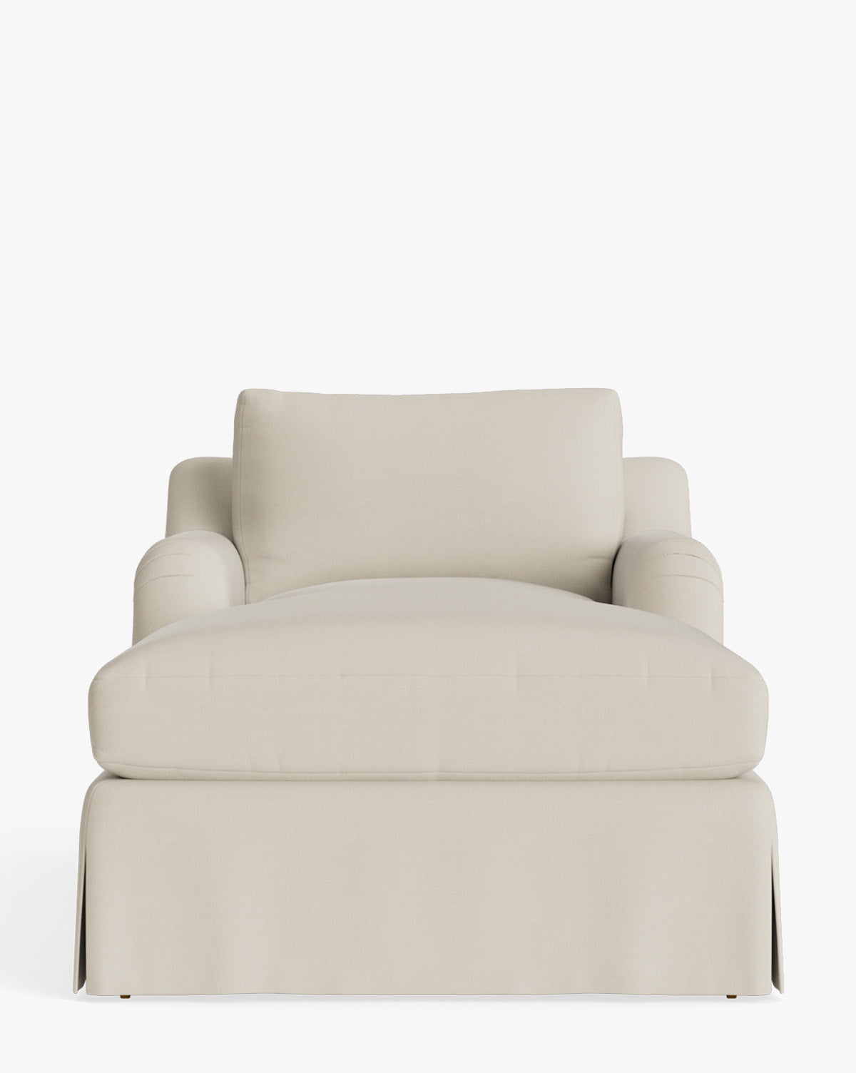 Chaise longue tapissée traditionnelle avec accoudoir arrondi de style anglais et roulettes en laiton pour salon